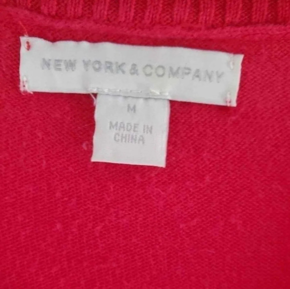 New York & Company Pink VNeck Long Sleeve Button Down Cardigan Medium Sweater - Picture 4 of 8